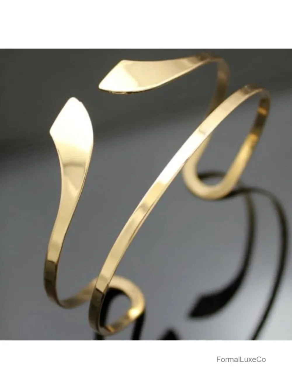 Egyptian Snake Arm Cuff Bracelet - Adjustable Open Cuff, Zinc Metal Gold Tone